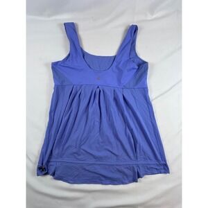 Lululemon Women's Scoop Neck Tank Top Sz 12 Contrasting Blues Draw String Yoga